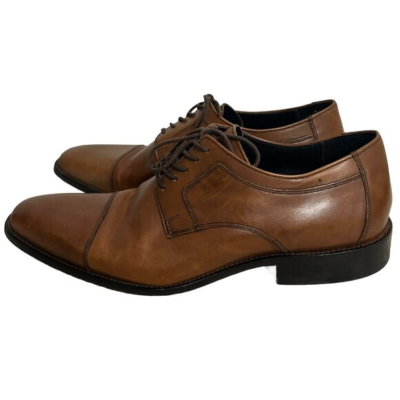 Johnston & Murphy Men's 12M Tan Cushioned Novick Cap Toe Lace Up Oxford Shoes - Picture 3 of 16